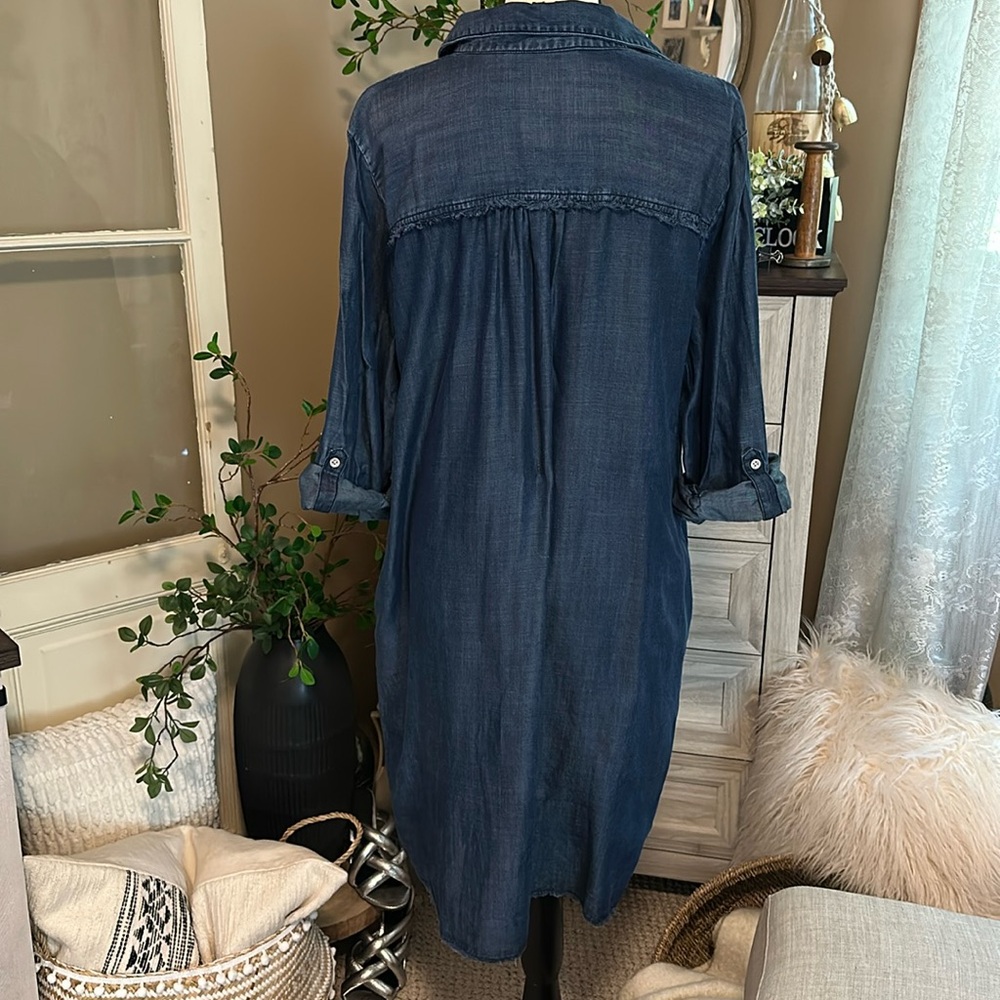 NWT! Chico’s Tencel Frayed Hem Shirtdress - Picture 9 of 13